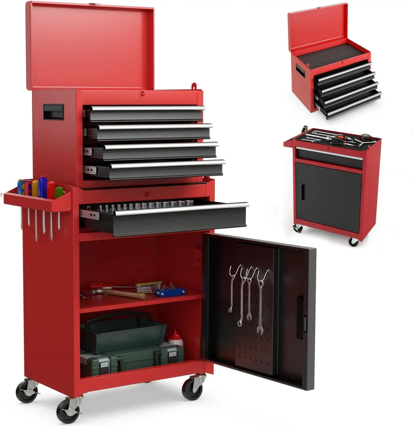Heavy Duty 5-Drawer Rolling Tool Chest with Lockable Cabinet for Garage Workshop - Multicolor
Heavy Duty 5-Drawer Rolling Tool Chest with Lockable Cabinet for Garage Workshop - Multicolor
