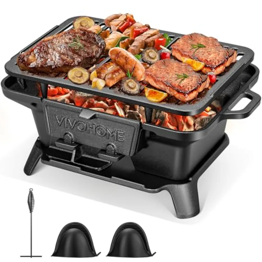 VIVOHOME Rectangle Cast Iron Charcoal Grill with Stainless Steel Double-Sided Grate Portable Outdoor BBQ Grill Compact Tabletop
VIVOHOME Rectangle Cast Iron Charcoal Grill with Stainless Steel Double-Sided Grate Portable Outdoor BBQ Grill Compact Tabletop