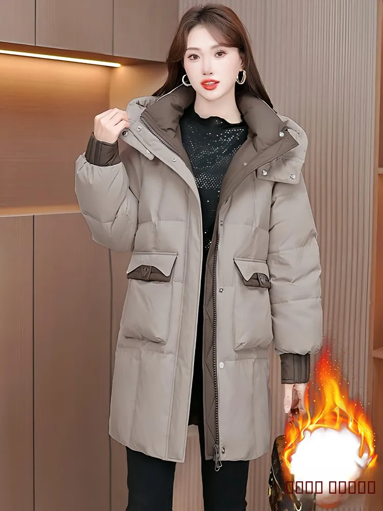 Женское утепленное пуховое пальто средней длины с капюшоном в корейском стиле, для повседневной носки, с наполнителем из полиэфирного волокна
Женское утепленное пуховое пальто средней длины с капюшоном в корейском стиле, для повседневной носки, с наполнителем из полиэфирного волокна