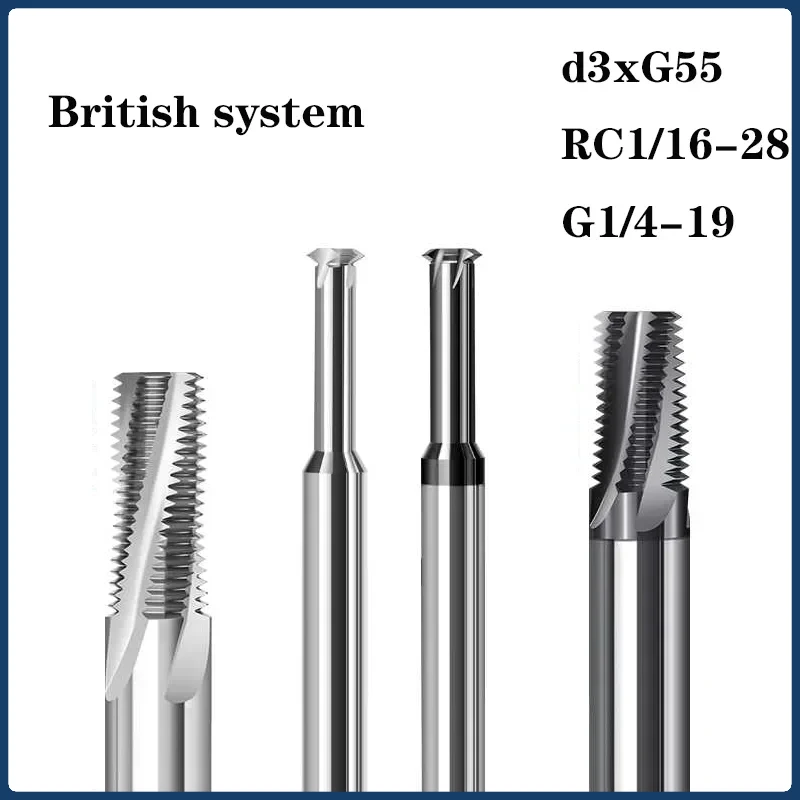 65 Degrees CNC Hard Alloy British G55 RC1/16 G1/4 Single/full Tooth Thread Milling Cutter Tungsten Steel End Mill Aluminum Steel
65 Degrees CNC Hard Alloy British G55 RC1/16 G1/4 Single/full Tooth Thread Milling Cutter Tungsten Steel End Mill Aluminum Steel