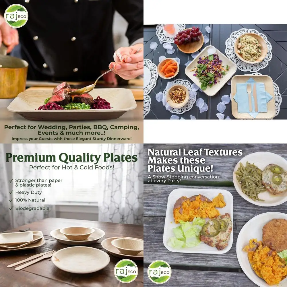 100-Pack Large Square Reusable Palm Leaf Plates - Eco-Friendly, Compostable Tableware for Parties, Meals, and Outdoors
100-Pack Large Square Reusable Palm Leaf Plates - Eco-Friendly, Compostable Tableware for Parties, Meals, and Outdoors