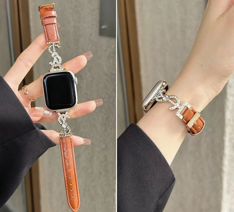 Metal Flash Diamond Splicing Leather Compatible iWatch Strap 38mm 40mm 41mm 42mm 44mm 45mm 49mm Fashion Strap
Metal Flash Diamond Splicing Leather Compatible iWatch Strap 38mm 40mm 41mm 42mm 44mm 45mm 49mm Fashion Strap