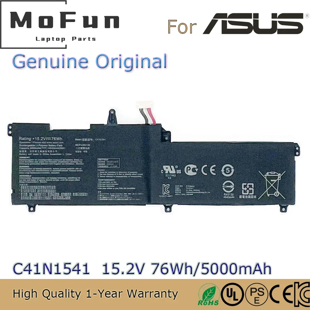 Brand New Original C41N1541 15.2V 76Wh Laptop Battery for Asus ROG Strix GL702 GL702V GL702VT GL702VM GL702VMK etc.
Brand New Original C41N1541 15.2V 76Wh Laptop Battery for Asus ROG Strix GL702 GL702V GL702VT GL702VM GL702VMK etc.