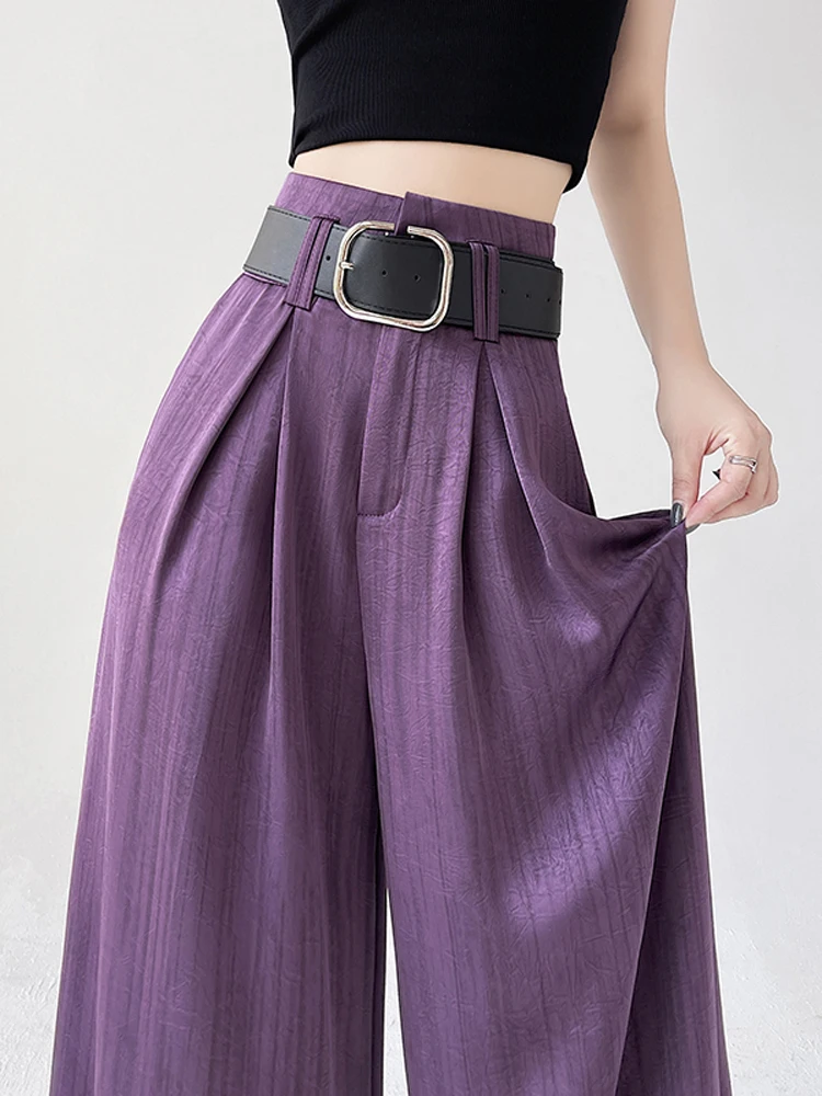 Summer Luxury Casual Style Purple High Waist Wide Leg Pants Women Elegant Loose Fit Vintage Full Length Oversized Trousers 2025
Summer Luxury Casual Style Purple High Waist Wide Leg Pants Women Elegant Loose Fit Vintage Full Length Oversized Trousers 2025
