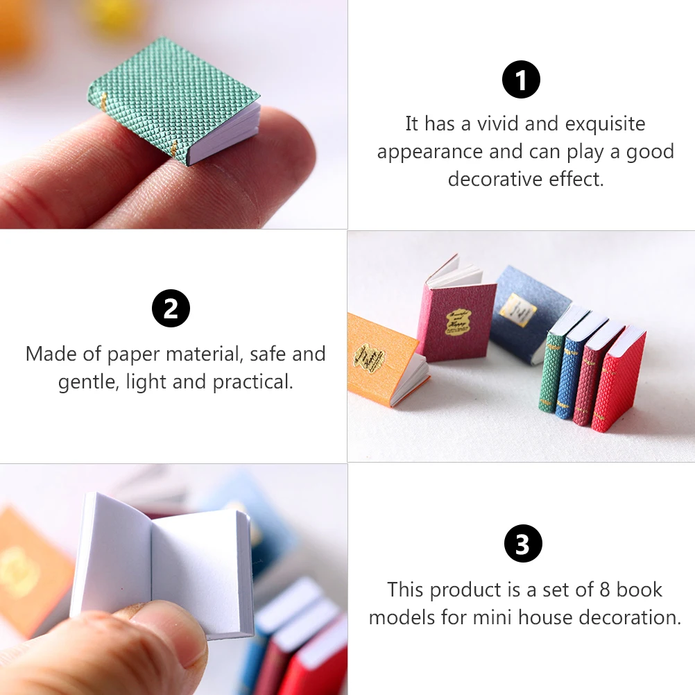 8 pcs Mini Books Paper Made Safe Gentle Light Practical Craftsmanship Details Small Exquisite Vivid Decorate Mini House
8 pcs Mini Books Paper Made Safe Gentle Light Practical Craftsmanship Details Small Exquisite Vivid Decorate Mini House