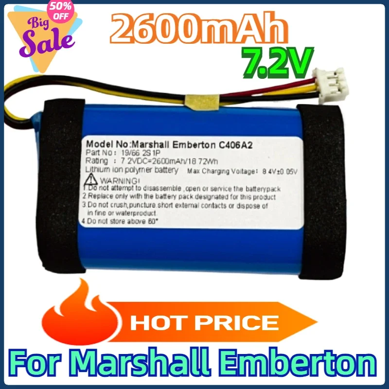 7.4V/2600mAh C406A2 For Marshall Emberton, 1001908, 1005696 Speaker Battery
7.4V/2600mAh C406A2 For Marshall Emberton, 1001908, 1005696 Speaker Battery