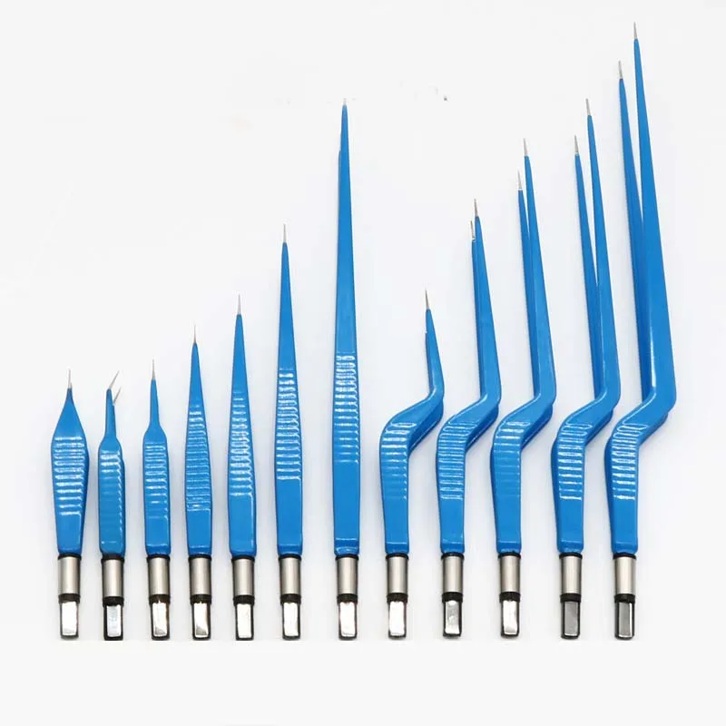 IEC Bipolar Forceps Tweezers Straight & Curve Tip for Electrosurgical Blue Nylon coated Non Stick Bipolar Bayonet Clamp
IEC Bipolar Forceps Tweezers Straight & Curve Tip for Electrosurgical Blue Nylon coated Non Stick Bipolar Bayonet Clamp