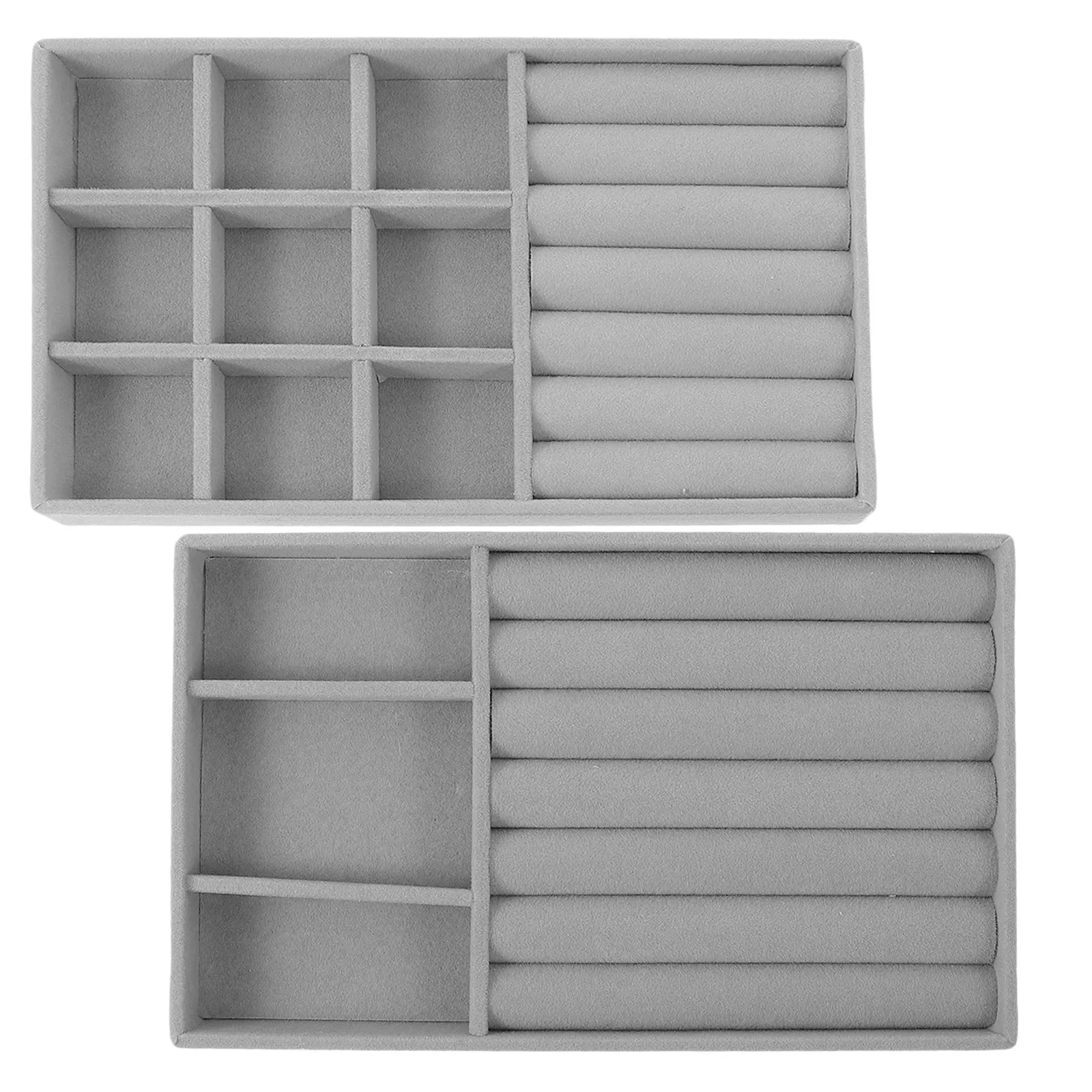 2Pcs Jewelry Storage Tray Organizer with Flocking Surface Compartments Jewelry Display for Rings Earrings Necklaces Bracelets
2Pcs Jewelry Storage Tray Organizer with Flocking Surface Compartments Jewelry Display for Rings Earrings Necklaces Bracelets