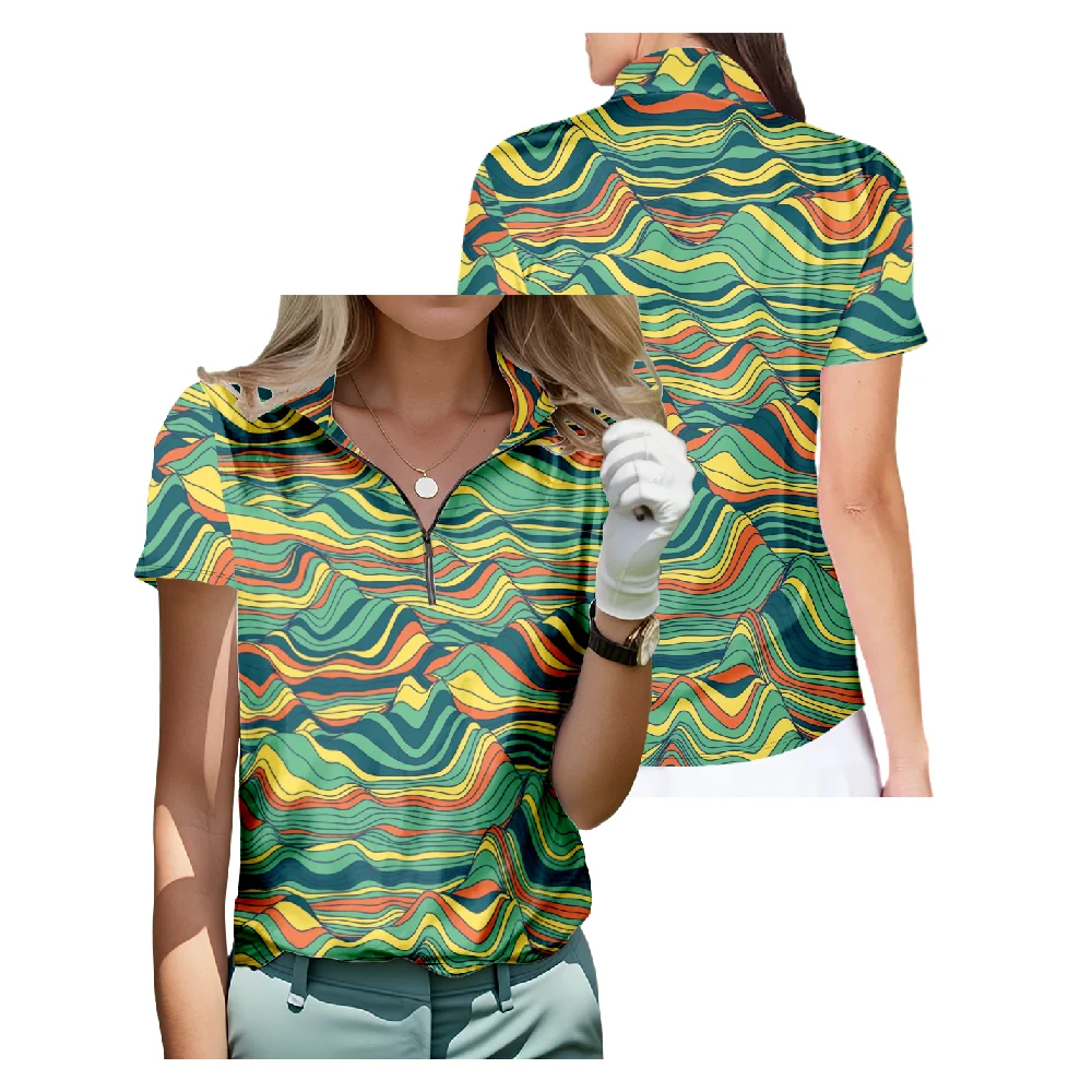 Striped Vintage Abstract Design Short Sleeve Golf Shirt Breathable Quick Dry Half Zip Tops Fashion Streetwear Women Sportswear
Striped Vintage Abstract Design Short Sleeve Golf Shirt Breathable Quick Dry Half Zip Tops Fashion Streetwear Women Sportswear