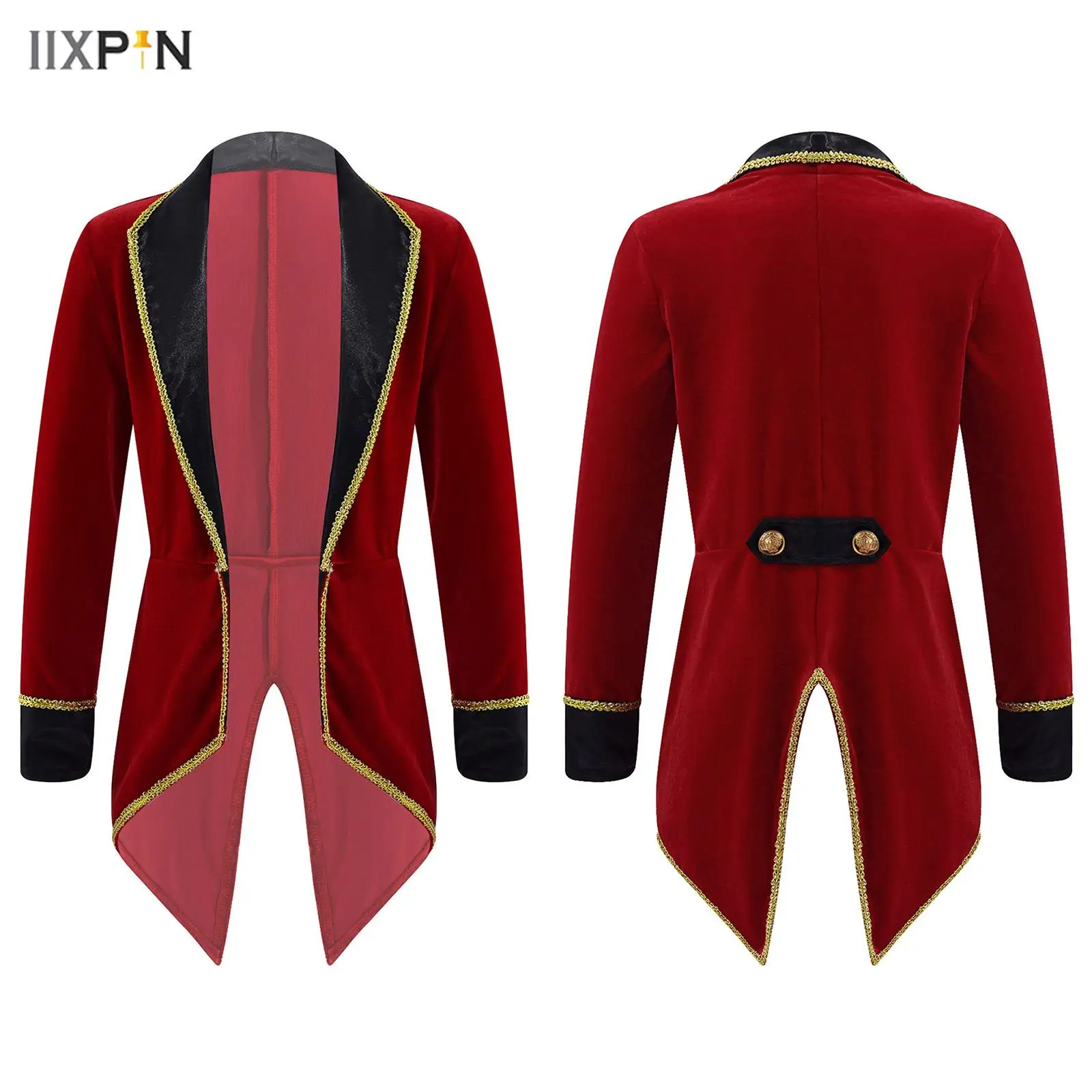 Halloween Circus Showman Jacket for Girls Boys Long Sleeves Tuxedo Trimming Tailcoat Carnival Party Cosplay Performance Costume
Halloween Circus Showman Jacket for Girls Boys Long Sleeves Tuxedo Trimming Tailcoat Carnival Party Cosplay Performance Costume