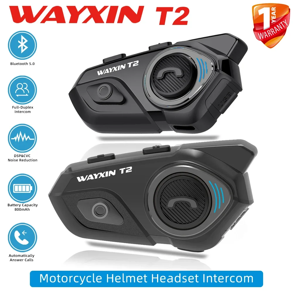 WAYXIN T2 Motorcycle Helmet Headset Bluetooth Intercom for 2 Riders Waterproof BT5.0 Interphone 
WAYXIN T2 Motorcycle Helmet Headset Bluetooth Intercom for 2 Riders Waterproof BT5.0 Interphone