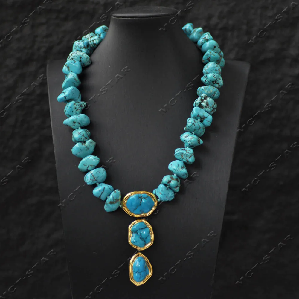 Z14600 20'' 32mm Blue Baroque Irregular Raw Ore Turquoise Necklace Gold-plated Pendant
Z14600 20'' 32mm Blue Baroque Irregular Raw Ore Turquoise Necklace Gold-plated Pendant