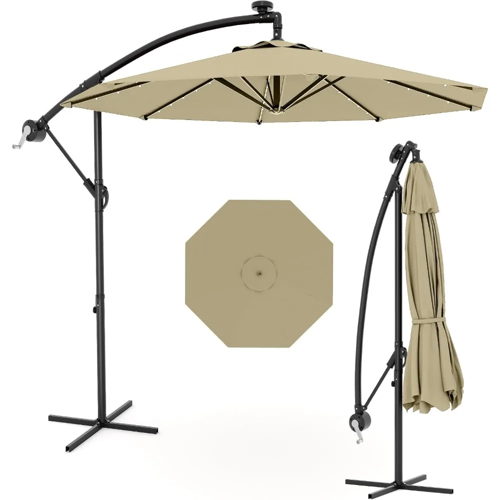 10FT Offset Patio Umbrella with Solar Lights, 32 LED Lights Patio Umbrella with Infinite Tilt and Cross Base for 2-6 People, Fad
10FT Offset Patio Umbrella with Solar Lights, 32 LED Lights Patio Umbrella with Infinite Tilt and Cross Base for 2-6 People, Fad