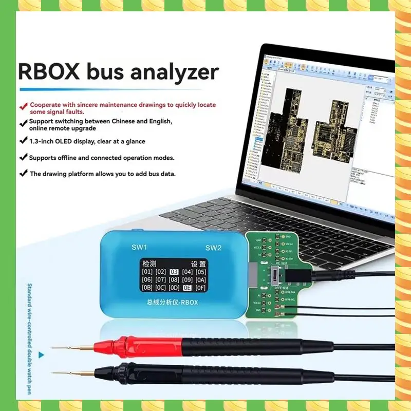 AB53 RBOX Bus Analyzer Mobile Phone Motherboard Signal Fault Detection And Repair Tool For Mobile Phone Repair
AB53 RBOX Bus Analyzer Mobile Phone Motherboard Signal Fault Detection And Repair Tool For Mobile Phone Repair