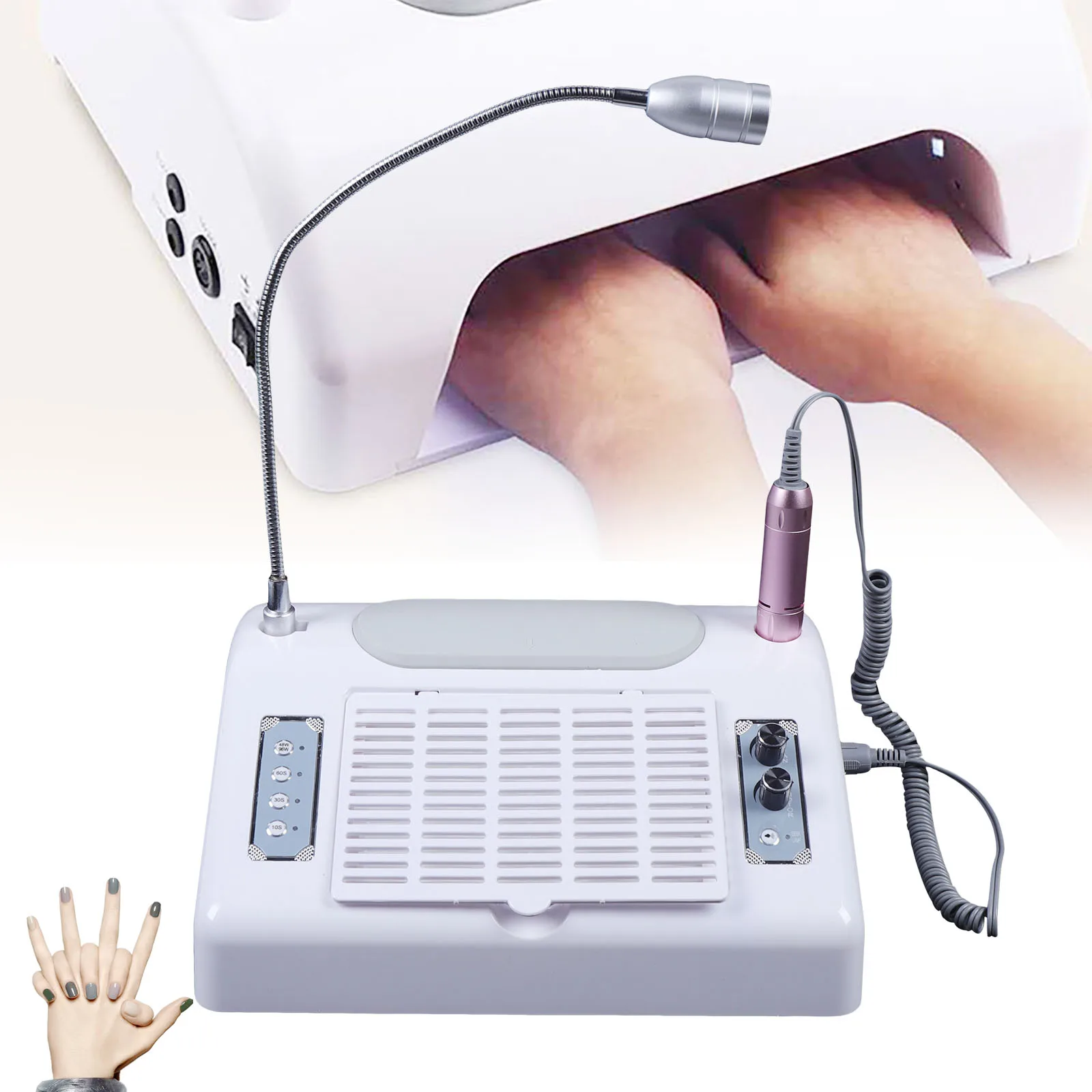 Nail drill, nail polisher (grinding machine), 178W power, 39 double lamp beads, UV/LED curing, 3000rpm rotation
Nail drill, nail polisher (grinding machine), 178W power, 39 double lamp beads, UV/LED curing, 3000rpm rotation