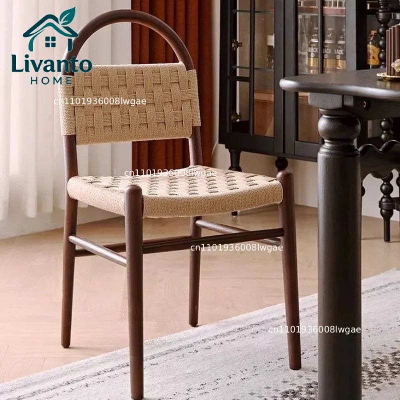 French retro solid wood living room dining chair American oak medieval desk chair study woven chair
French retro solid wood living room dining chair American oak medieval desk chair study woven chair