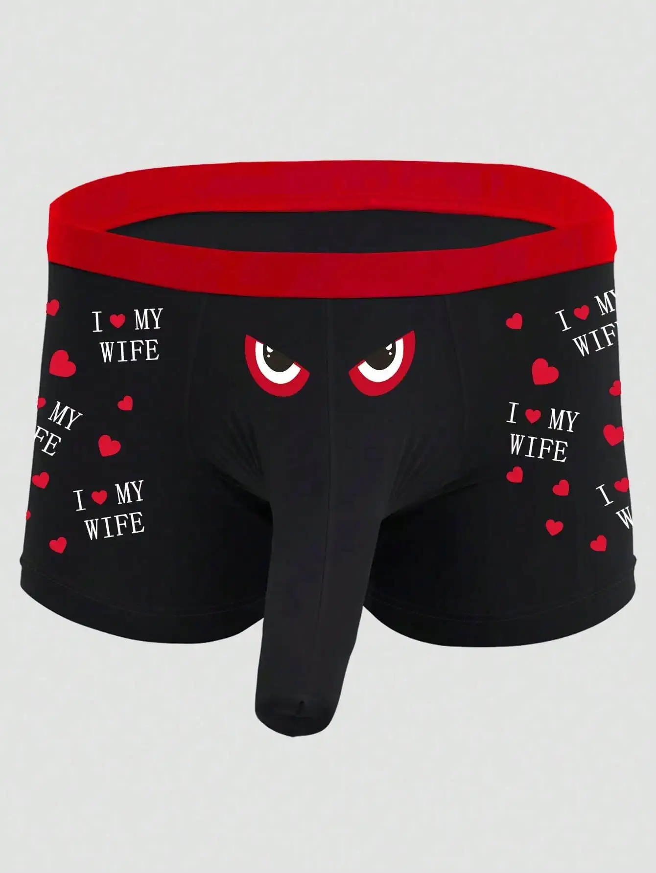 Men's Black Briefs with Red Waistband, Playful Eye & Heart Print Design
Men's Black Briefs with Red Waistband, Playful Eye & Heart Print Design
