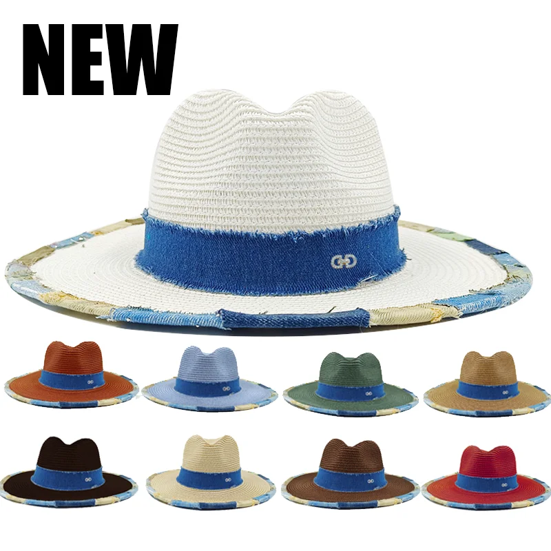 9 colors white straw hat denim brim beach hat summer straw hat beach travel essential sun hat 56-58cm gorras para hombres
9 colors white straw hat denim brim beach hat summer straw hat beach travel essential sun hat 56-58cm gorras para hombres