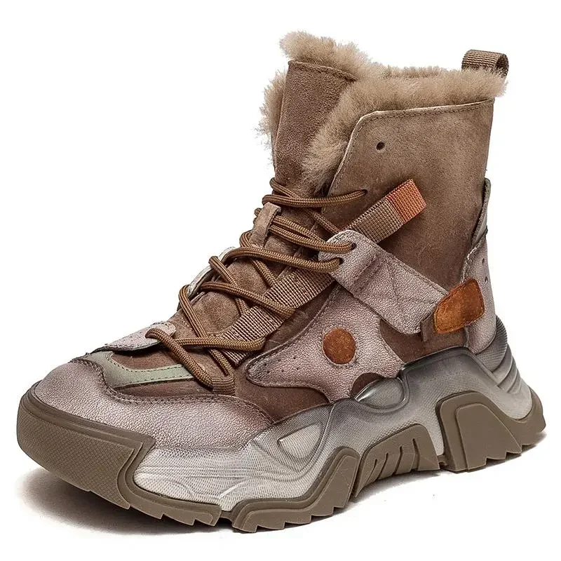 5CM Women Snow Boots Winter Warm Shoes Thick Sole Platform Genuine Leather Mixed Colors Lace-Up Trend Short Ankle Boots Lady
5CM Women Snow Boots Winter Warm Shoes Thick Sole Platform Genuine Leather Mixed Colors Lace-Up Trend Short Ankle Boots Lady