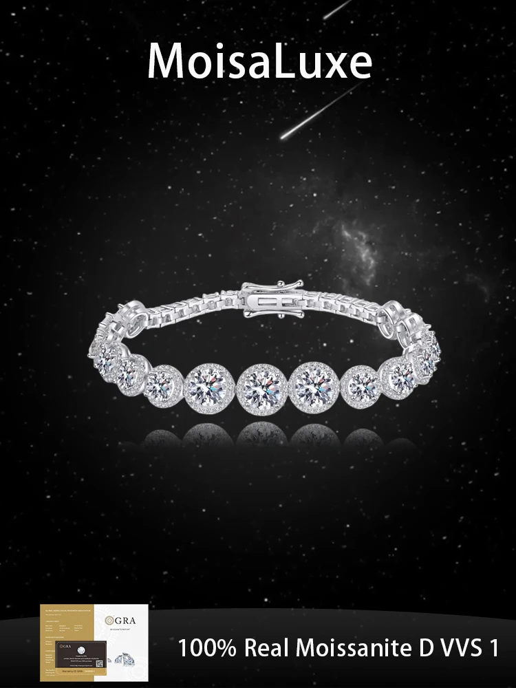 MoisaLuxe Official Store Round Shape Plata Moissanite Sterling 925 Silver Bracelet Fashion Jewelry Luxury for Women Gift
MoisaLuxe Official Store Round Shape Plata Moissanite Sterling 925 Silver Bracelet Fashion Jewelry Luxury for Women Gift