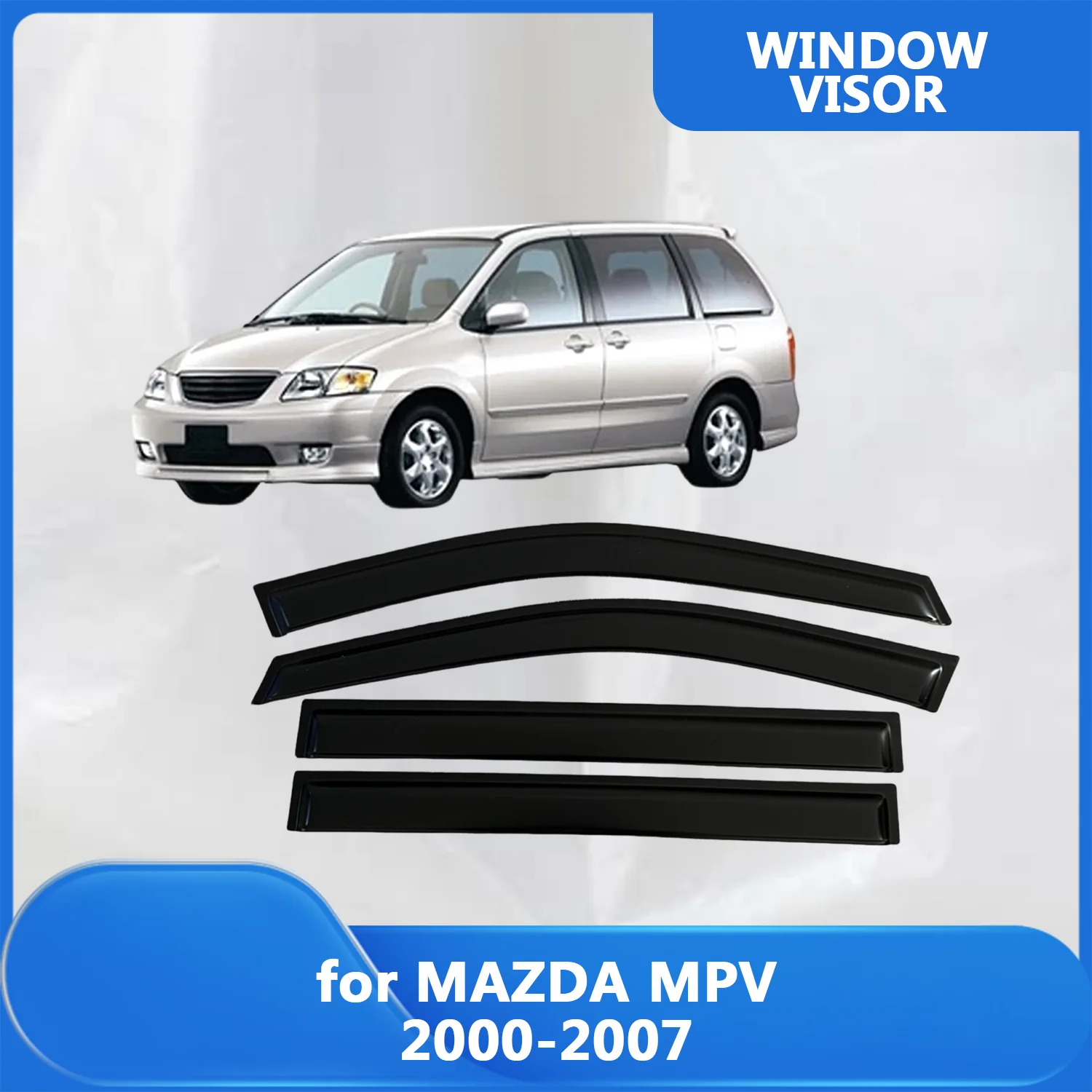 FOR MAZDA MPV 2000 2001 2002 2003-2007 Side Window Visor Rain Guard Side Vent Deflector Weathershield Outside-Mount Tape On
FOR MAZDA MPV 2000 2001 2002 2003-2007 Side Window Visor Rain Guard Side Vent Deflector Weathershield Outside-Mount Tape On
