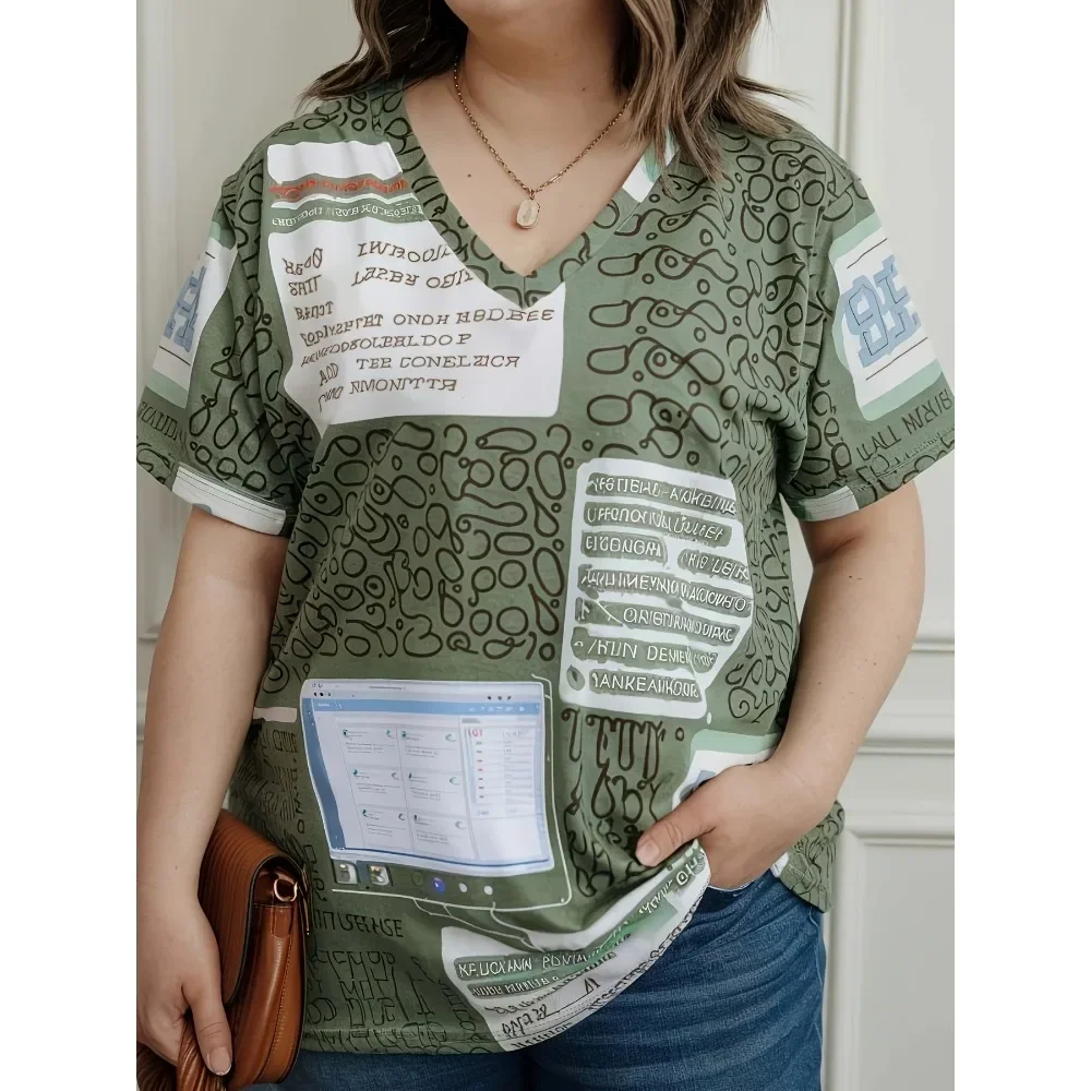 Женская повседневная футболка INS размера плюс 1XL-5XL с v-образным вырезом, женская модная футболка с уникальным нерегулярным клетчатым принтом, топ
Женская повседневная футболка INS размера плюс 1XL-5XL с v-образным вырезом, женская модная футболка с уникальным нерегулярным клетчатым принтом, топ