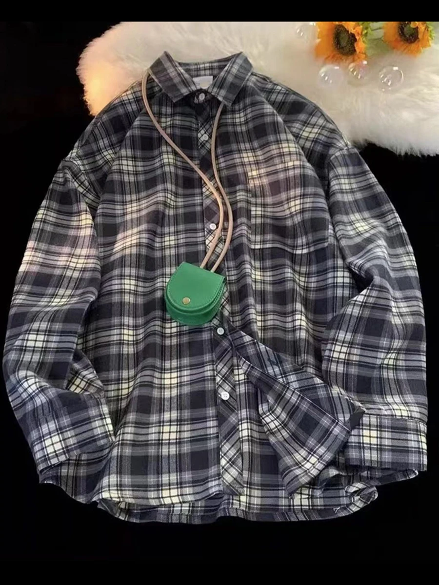 Women's Loose Fitting Shirt Tops Woman Women's Clothing Checked Shirt Mid-length Shirt Classic Checkered Style
Women's Loose Fitting Shirt Tops Woman Women's Clothing Checked Shirt Mid-length Shirt Classic Checkered Style