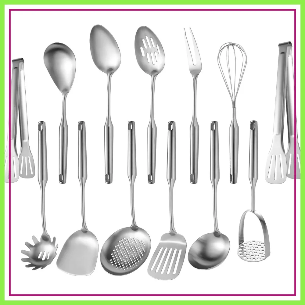 13-Piece Stainless Steel Kitchen Utensil Set - Spatula, Ladle, Tongs, Whisk & More
13-Piece Stainless Steel Kitchen Utensil Set - Spatula, Ladle, Tongs, Whisk & More