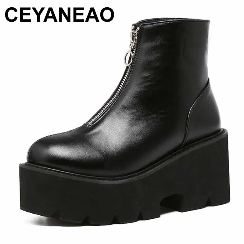 CEYANEAO Sexy Women Platform High Heel Boots Motorcycle Zipper Ankle Thick Heels Boots Punk Warm Shoes Women FootwearsE1383
CEYANEAO Sexy Women Platform High Heel Boots Motorcycle Zipper Ankle Thick Heels Boots Punk Warm Shoes Women FootwearsE1383
