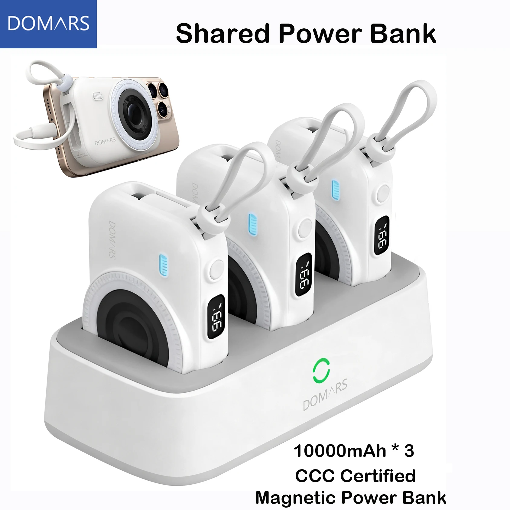 Набор магнитных общих внешних аккумуляторов Domars, 3 шт., 10000 мАч, встроенный зарядный кабель большой емкости, подходит для семьи и офисов
Набор магнитных общих внешних аккумуляторов Domars, 3 шт., 10000 мАч, встроенный зарядный кабель большой емкости, подходит для семьи и офисов