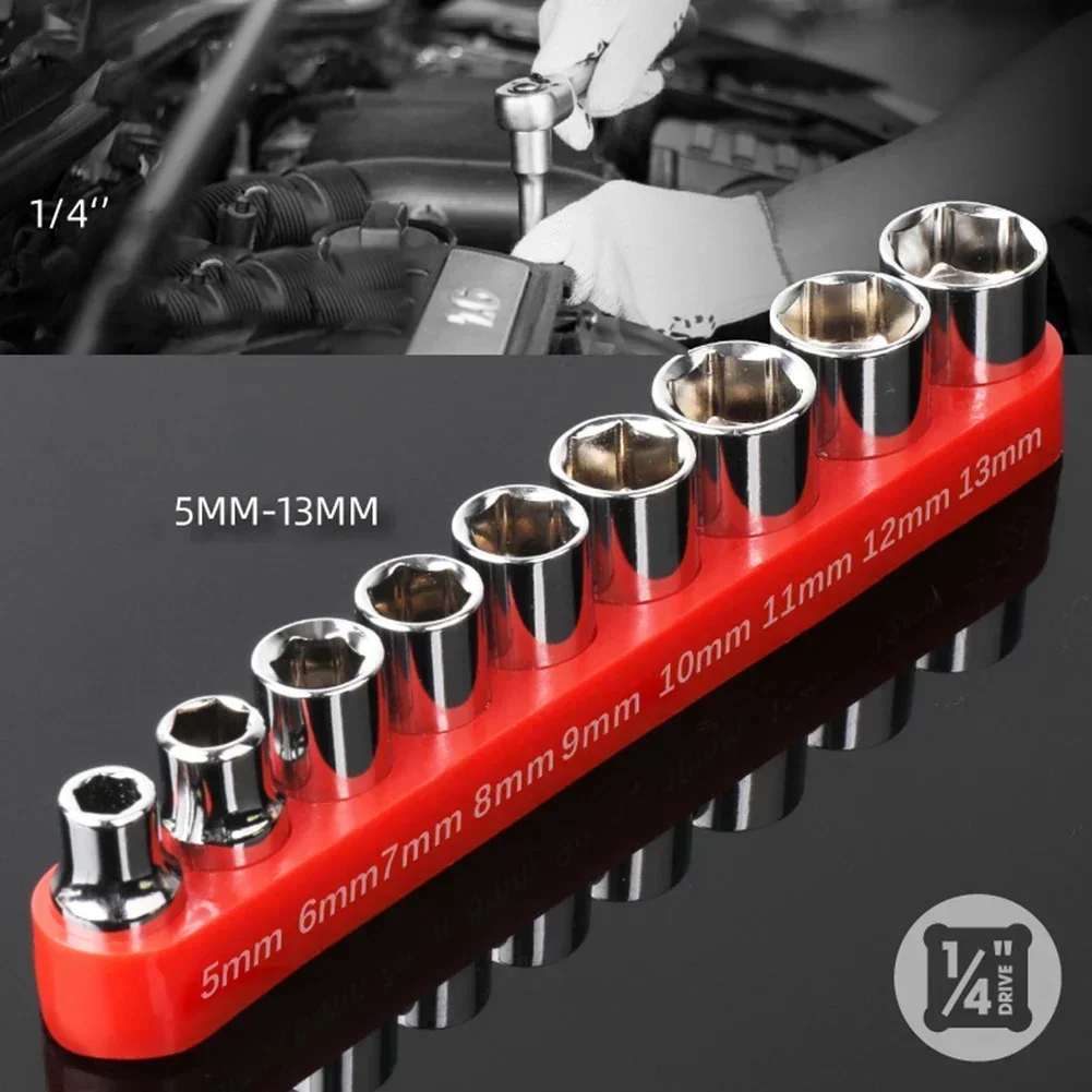 9 Pcs Hex Sockets 1/4 Inch Drive 5-13mm Hex Bit Metric Socket Wrench Head Nut Set Power Drill Hand Removal Tools
9 Pcs Hex Sockets 1/4 Inch Drive 5-13mm Hex Bit Metric Socket Wrench Head Nut Set Power Drill Hand Removal Tools