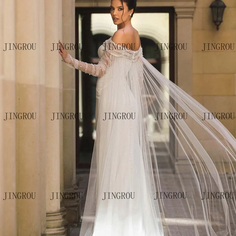 Customized Strapless Mermaid Beach Wedding Dress Off Shoulder Pearl Detailing Detachable Cape Detachable Skirt Tulle Bridal Gown
Customized Strapless Mermaid Beach Wedding Dress Off Shoulder Pearl Detailing Detachable Cape Detachable Skirt Tulle Bridal Gown