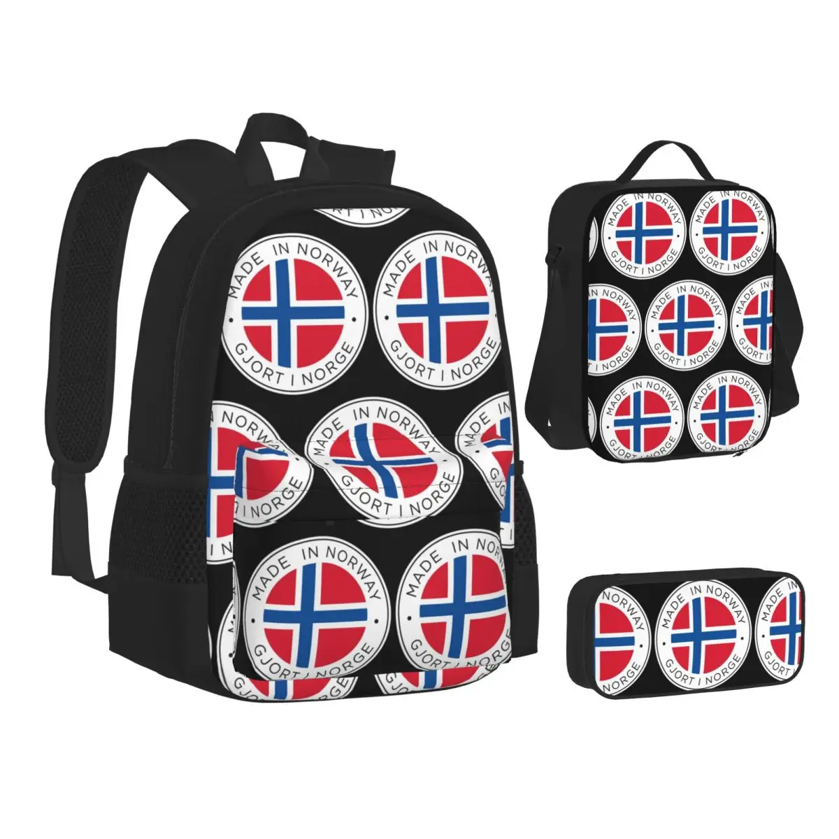 Norway Flag Backpacks Students Bookbag School Bags Children Rucksack Lunch Bag Pen Bag Three-Piece Set
Norway Flag Backpacks Students Bookbag School Bags Children Rucksack Lunch Bag Pen Bag Three-Piece Set