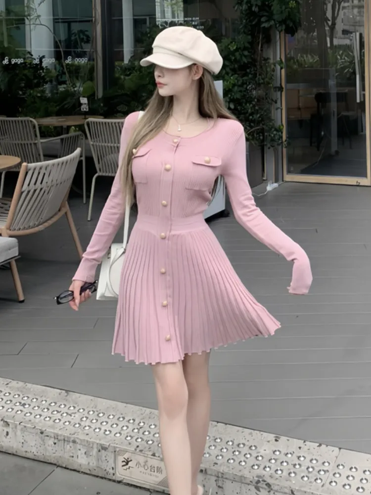 Pink Little Fragrance Style Dress Women's Autumn Winter Pure Desire Personality Small Size Slimming Waist Short Pleated Skirt
Pink Little Fragrance Style Dress Women's Autumn Winter Pure Desire Personality Small Size Slimming Waist Short Pleated Skirt
