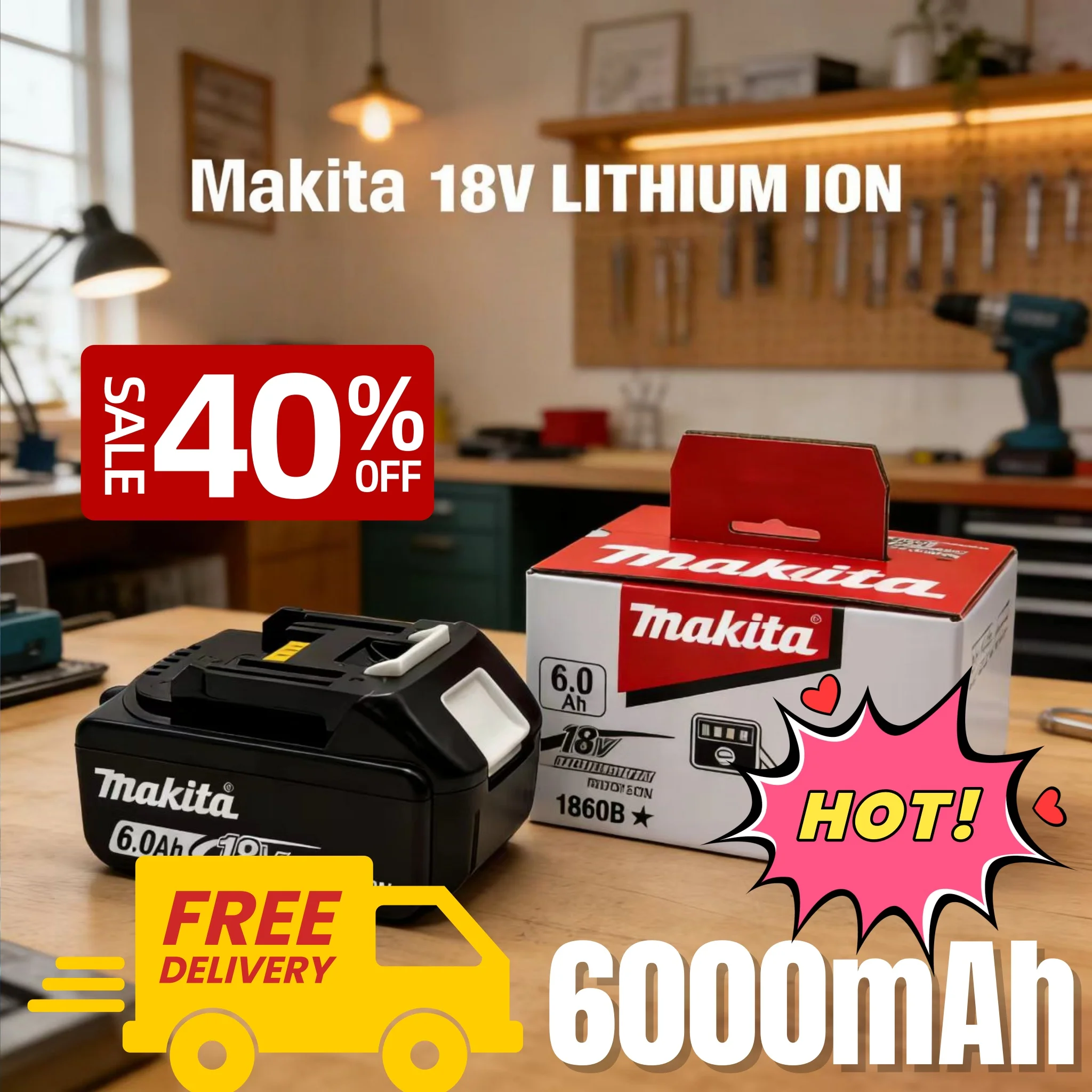 Makita BL1860B 18V 6.0Ah Cordless Battery LXT Tools with LED Power Indicator Extended Runtime for Lithium-ion Tools
Makita BL1860B 18V 6.0Ah Cordless Battery LXT Tools with LED Power Indicator Extended Runtime for Lithium-ion Tools