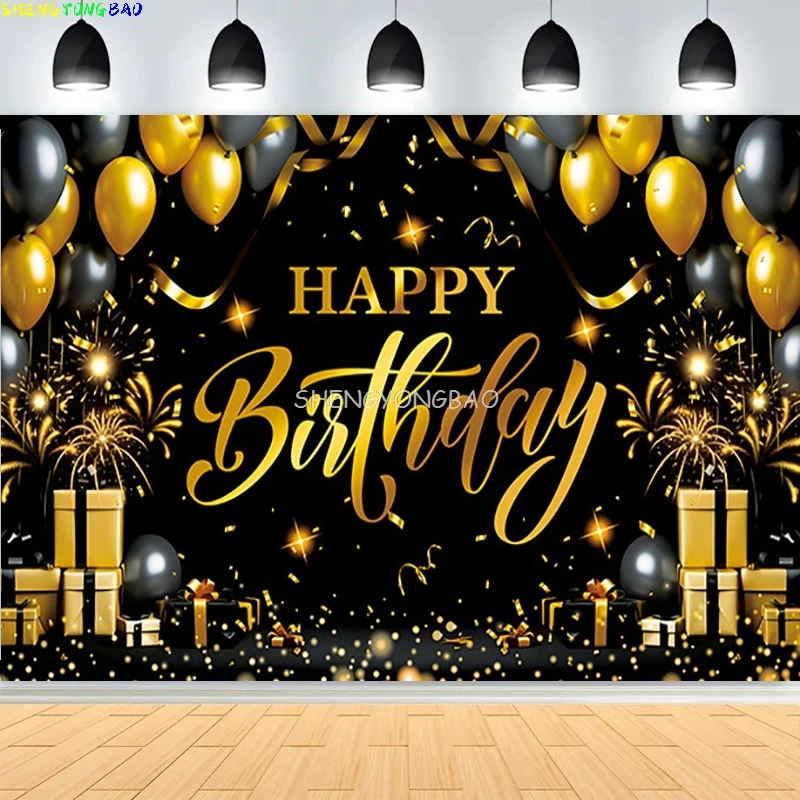 3D Black Gold Glitter Celebration Happy Birthday Background Balloon Party Decor Gifts Boy Girl Adult Photography Backdrops ZZ-02
3D Black Gold Glitter Celebration Happy Birthday Background Balloon Party Decor Gifts Boy Girl Adult Photography Backdrops ZZ-02