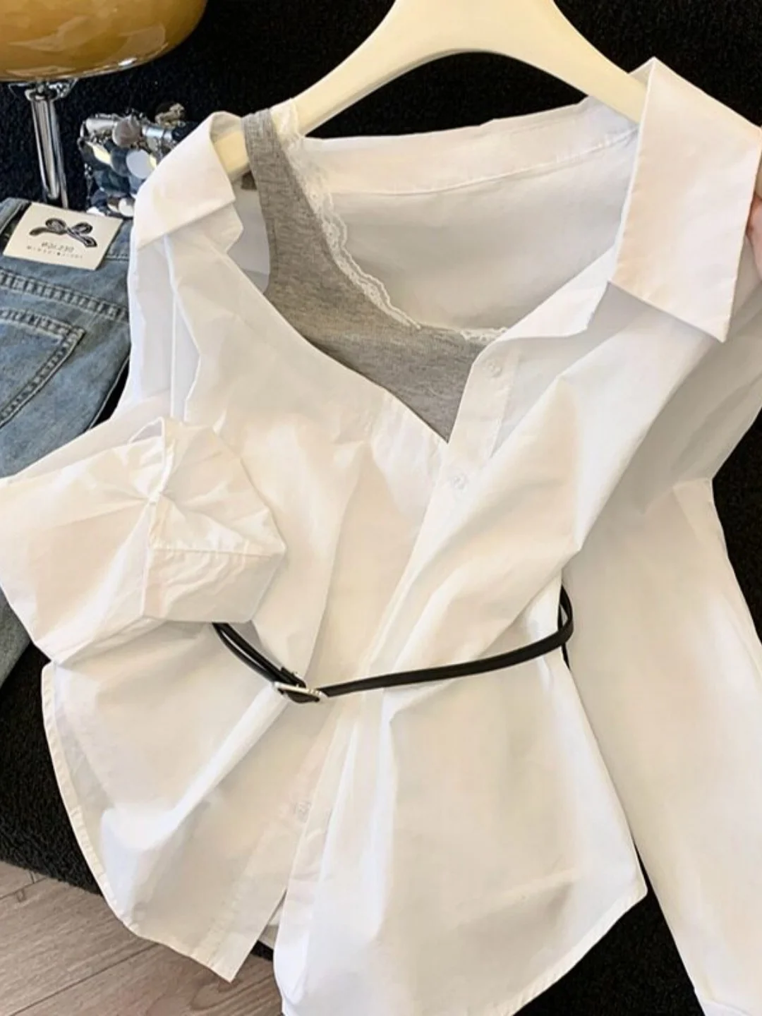 Elegant Shoulder Bared Design Splice Shirt Women's Long Sleeve Spring New Style Commute Wind French Style Loose Fit Shirt
Elegant Shoulder Bared Design Splice Shirt Women's Long Sleeve Spring New Style Commute Wind French Style Loose Fit Shirt