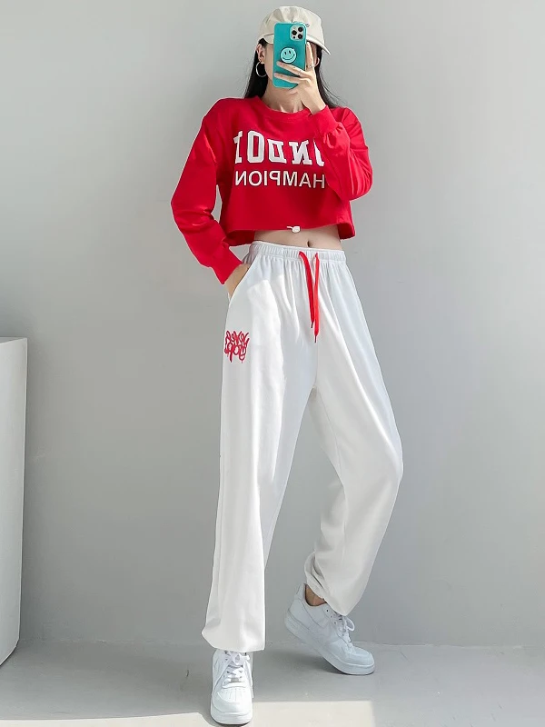 Women's Sporty Dance Outfit Street Style Fitness Clothes Small Size Spring Autumn Practice Pants Jazz Dance Costume
Women's Sporty Dance Outfit Street Style Fitness Clothes Small Size Spring Autumn Practice Pants Jazz Dance Costume
