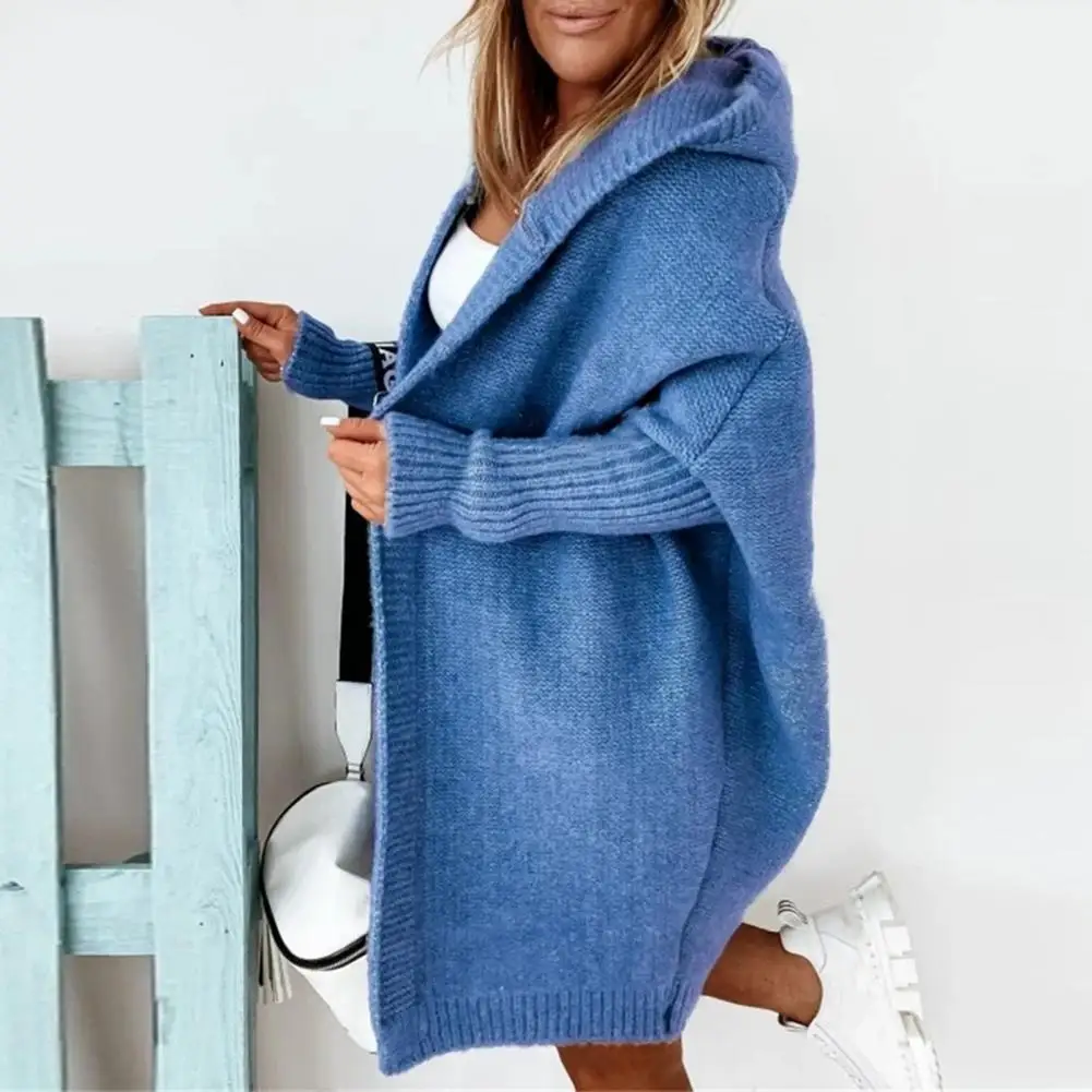 Women Sweater Coat Hooded Long Sleeve Ribbed Cuffs Open Front Knitting Coat Solid Color Mid-length Sweater Cardigan
Women Sweater Coat Hooded Long Sleeve Ribbed Cuffs Open Front Knitting Coat Solid Color Mid-length Sweater Cardigan