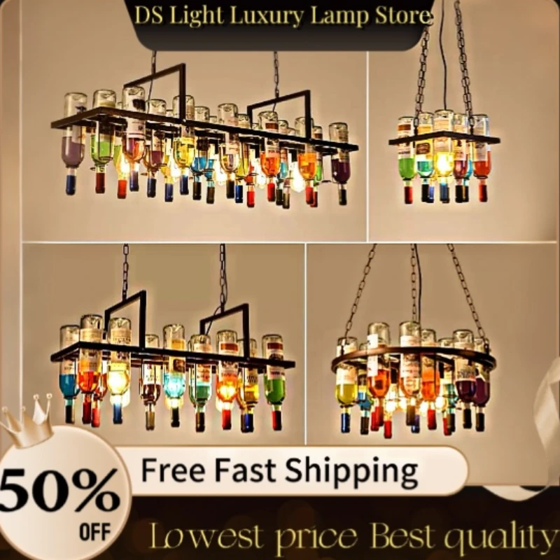 Industrial-style pendant lights bar counter retro restaurant creative and unique wine bottle decorations artistic glass lamps
Industrial-style pendant lights bar counter retro restaurant creative and unique wine bottle decorations artistic glass lamps