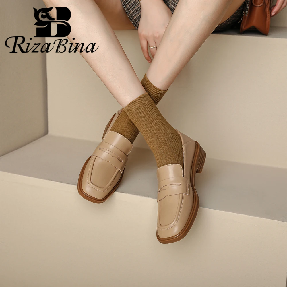 RIZABINA Women Loafers Shoes Genuine Leather Square Toe Fashion Slip On Flat Shoes Female Luxury Designers Lady Casual Shoes New
RIZABINA Women Loafers Shoes Genuine Leather Square Toe Fashion Slip On Flat Shoes Female Luxury Designers Lady Casual Shoes New