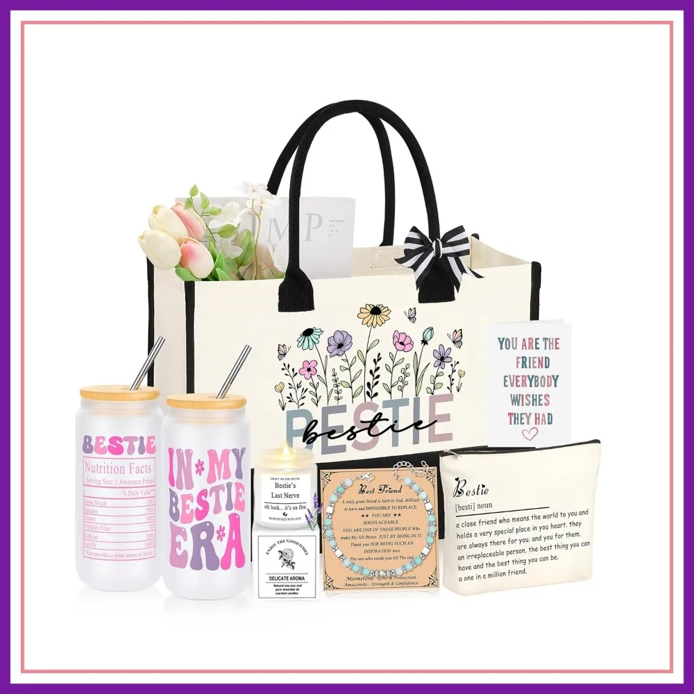 Best Friend Birthday Gifts for Women, Christmas Friendship Present Basket Set of 6
Best Friend Birthday Gifts for Women, Christmas Friendship Present Basket Set of 6