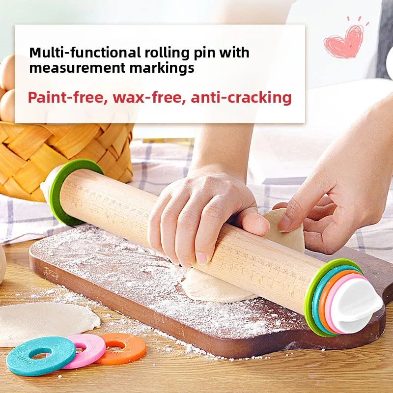 Beech Wood Adjustable Thickness Rolling Pin with Scale Non-stick Wooden Dough Roller Baking Tool
Beech Wood Adjustable Thickness Rolling Pin with Scale Non-stick Wooden Dough Roller Baking Tool