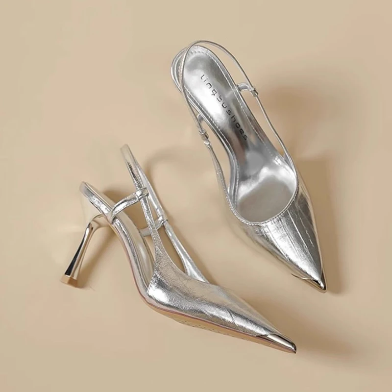 Silver High Heels Women's Summer New French Style Elegant Sensation Head Cover Back Empty Match Skirt Ladies Thin Heel Shoes
Silver High Heels Women's Summer New French Style Elegant Sensation Head Cover Back Empty Match Skirt Ladies Thin Heel Shoes