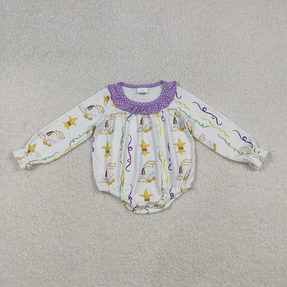 Baby Girls Purple Polka Dots Mardi Gras Anchors Romper with Ruffle Stripe Boots - Infant Outfit for Special Occasions
Baby Girls Purple Polka Dots Mardi Gras Anchors Romper with Ruffle Stripe Boots - Infant Outfit for Special Occasions