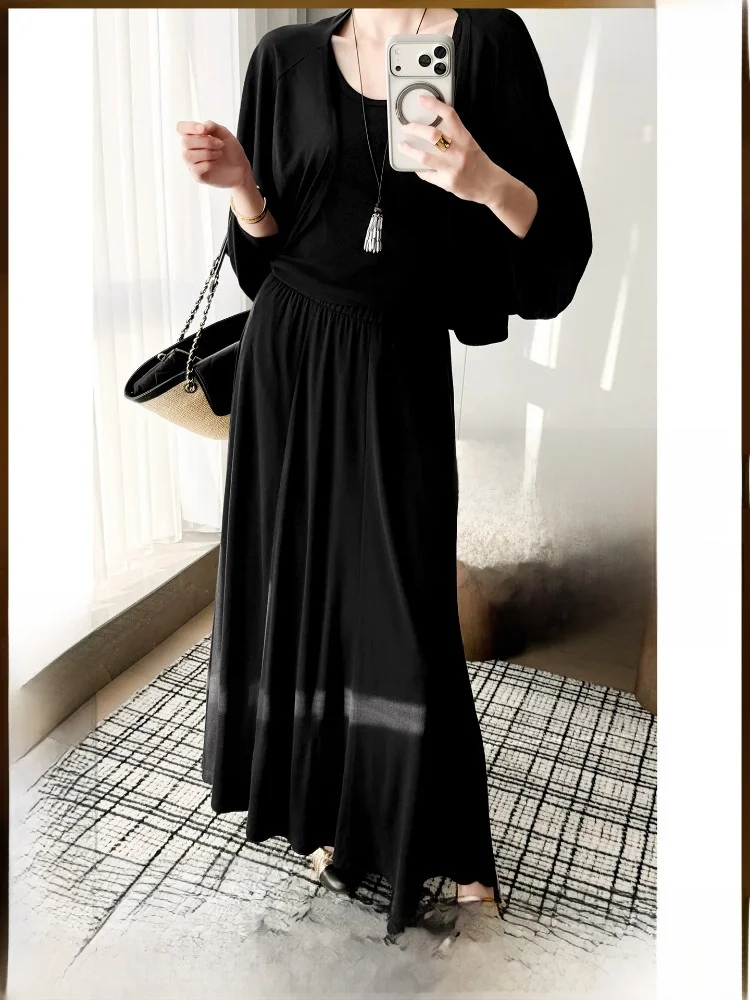 MeiYang Silk Three-Piece Set Women's Fashion Casual Wear High Waist Skirt Long Sleeve Square Collar Loose Fit Autumn Spring
MeiYang Silk Three-Piece Set Women's Fashion Casual Wear High Waist Skirt Long Sleeve Square Collar Loose Fit Autumn Spring