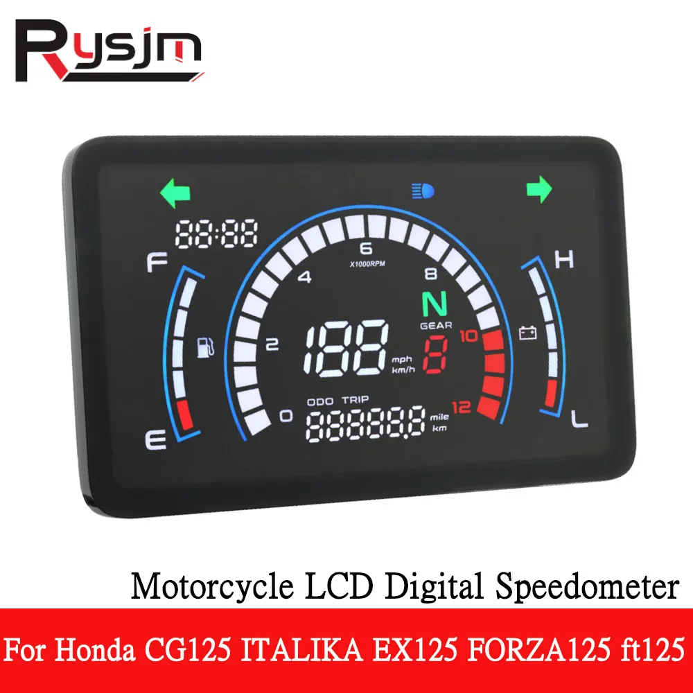 For Honda CG125 ITALIKA EX125 FORZA125 ft125 Universal Motorcycle Speedometer Digital Speed Meter MPH KMH Tachometer Fuel VOLTS
For Honda CG125 ITALIKA EX125 FORZA125 ft125 Universal Motorcycle Speedometer Digital Speed Meter MPH KMH Tachometer Fuel VOLTS