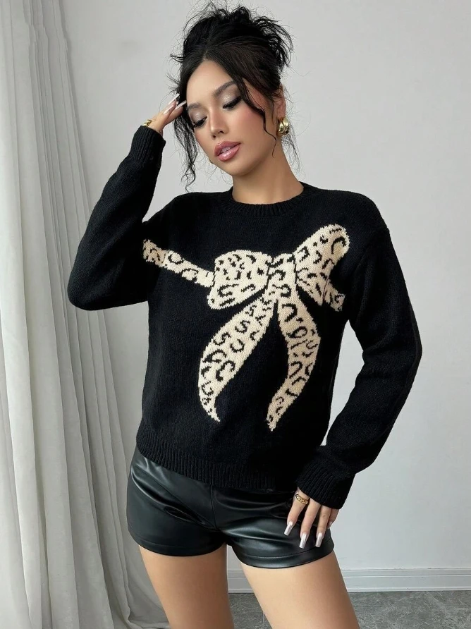 Ladies Casual round Neck Knitwear Butterfly Knot Embroidered Top Comfortable Soft Fabric Solid Color Loose Fit Winter Sweater
Ladies Casual round Neck Knitwear Butterfly Knot Embroidered Top Comfortable Soft Fabric Solid Color Loose Fit Winter Sweater