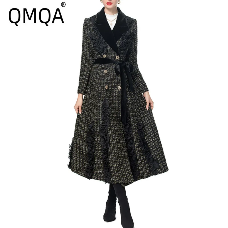 QMQA модное женское двубортное твидовое пальто в клетку с зубцами и длинными рукавами, рюшами на шнуровке, винтажная верхняя одежда, осень-зима 1A841
QMQA модное женское двубортное твидовое пальто в клетку с зубцами и длинными рукавами, рюшами на шнуровке, винтажная верхняя одежда, осень-зима 1A841