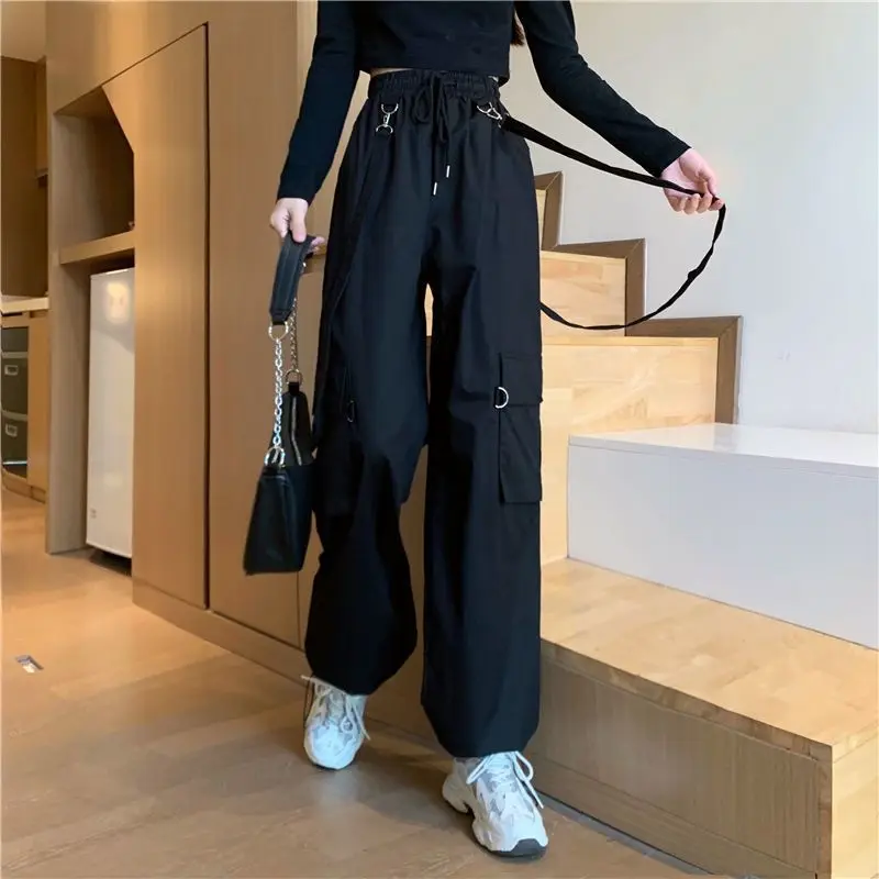 Vintage Black Cargo Pants Women Wide Leg Pants Harajuku Baggy Sweatpants Hip Hop Trousers Drawstring Streetwear Pantalones A377
Vintage Black Cargo Pants Women Wide Leg Pants Harajuku Baggy Sweatpants Hip Hop Trousers Drawstring Streetwear Pantalones A377